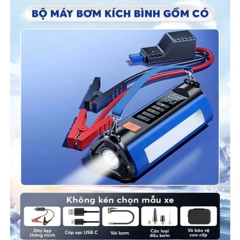 Review Bơm Lốp Kích Bình Ô Tô Wisezen 4 In 1 Tổng Hợp Bơm Kích Bình Sạc Dự Phòng Đèn Chiếu Sáng