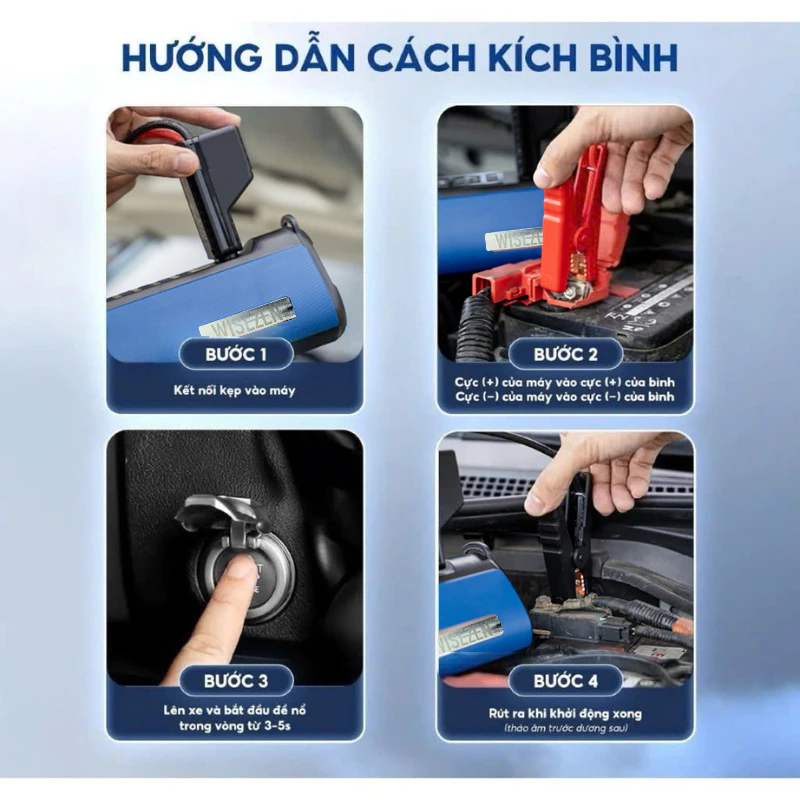 Review Bơm Lốp Kích Bình Ô Tô Wisezen 4 In 1 Tổng Hợp Bơm Kích Bình Sạc Dự Phòng Đèn Chiếu Sáng