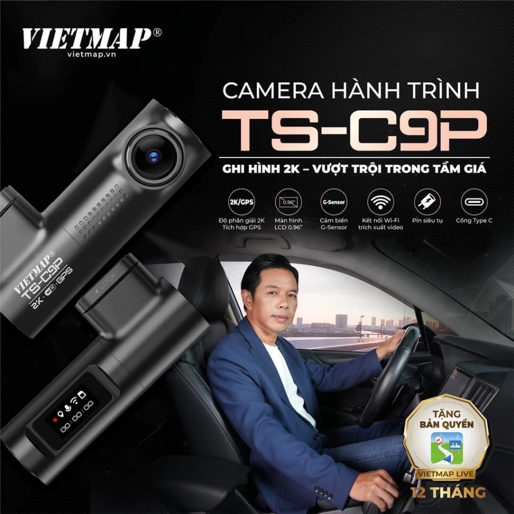 Review Camera hành trình VIETMAP TS-C9P – 2K sắc nét, có GPS, tặng Vietmap Live 1 năm