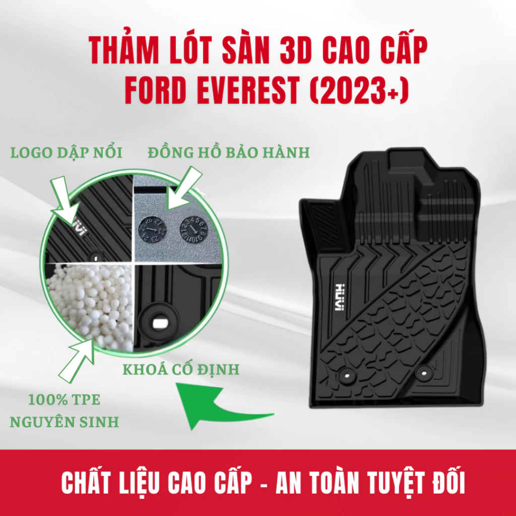 Review Thảm lót sàn ô tô HUVI cho Ford Everest